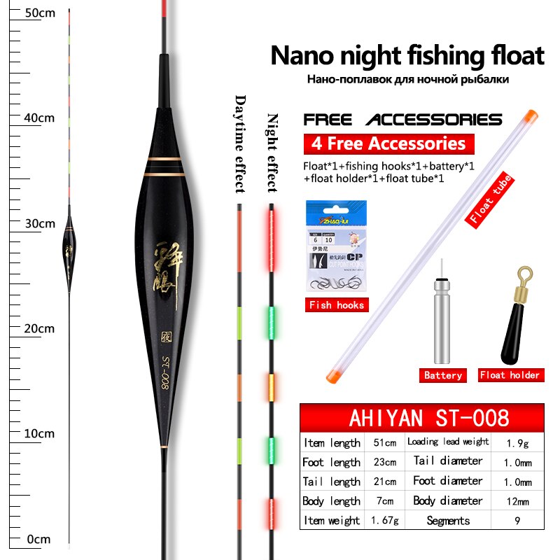 1 PC/One Seamless Luminous Float Aurora Float Super Bright Electronic Float Night Fishing Crucian Carp Float Fishing Gear: ST-008