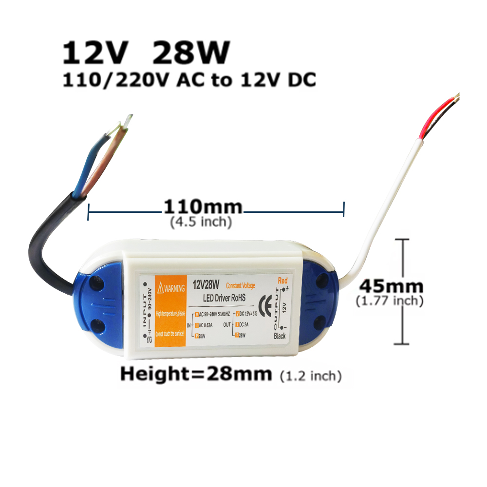 12 volt voeding 12v led driver 18w 28w 48w 72w 100w ac 110v 220v to 12v dc verlichtingstransformator adapter voor ledstrip cctv