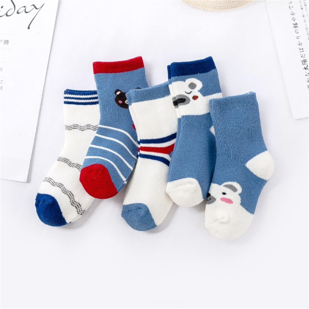 5pairs/set Cartoon Baby Socks Thicken Soft Warm for Baby Kids Children Girls Boys Autumn Winter Breathable Cotton Socks