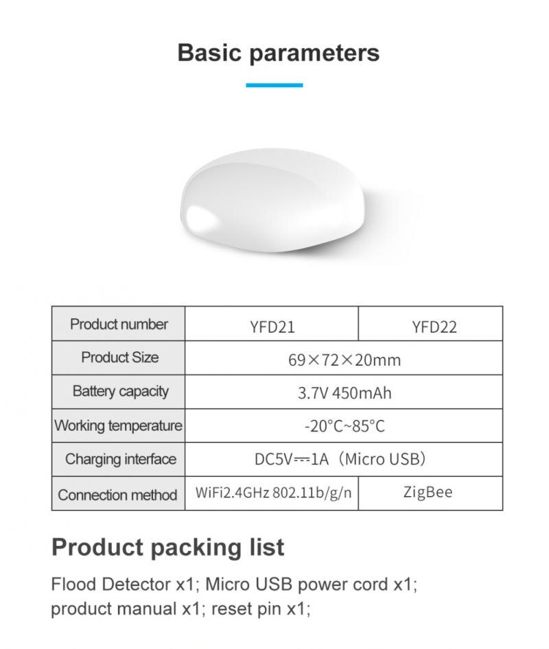 2/1pcs WiFi Water Immersion Sensor Waterproof For Home Remote Alarm Security Soak Sensor Water Leak Detector Smart Home