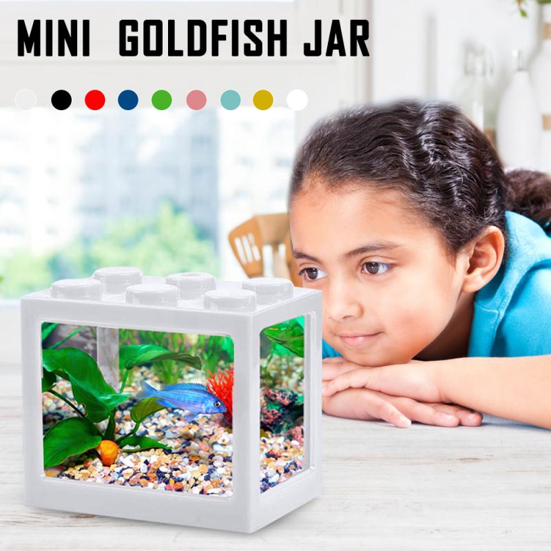 Mini Usb Kleine Aquarium Vissen Tank Met Led Lamp Licht Betta Vis Vechten Cilinder Aquarium
