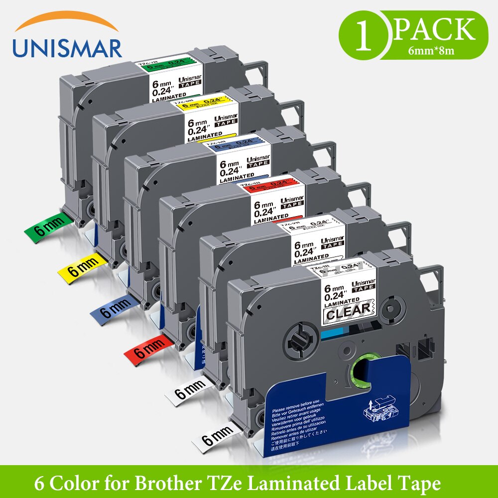 Unismar – ruban pour imprimante TZe, multicolore, 6mm, ruban de remplacement pour Brother p-touch PT H100 D600, 111, 211, 411, 511, 611, 711