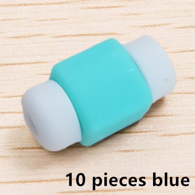 10 stks Mini Leuke Siliconen USB Kabel Protector Data Line Cord Bescherming Case Kabelhaspel Cover Voor iPhone 5 6 6 s 7 Plus 8 Kabel: Blauw