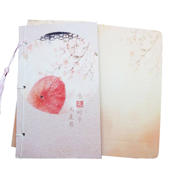 Vintage Notebook Chinese Style Notebook Retro Tassel Handmade Sketchbook Diary Book Stationery School Supplies: Style 2