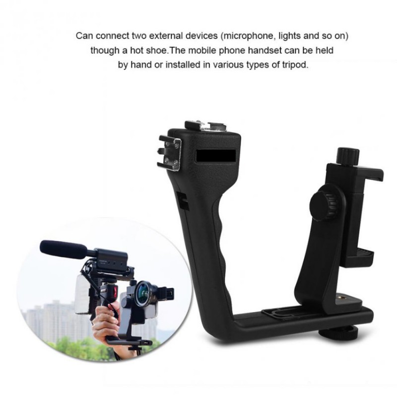 Universal l-förmiger, verstellbarer handheld-bluetooth-stabilisator-rig-montagesatzhalter mit objektiv für smartphone-kamera-estabiliza