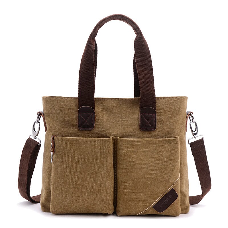 Aktentasche Männer Jahrgang Leinwand Umhängetasche für Männer Umhängetasche für Männer Leinwand lässig Männer Schulter Crossbody draussen Taschen Herren: khaki