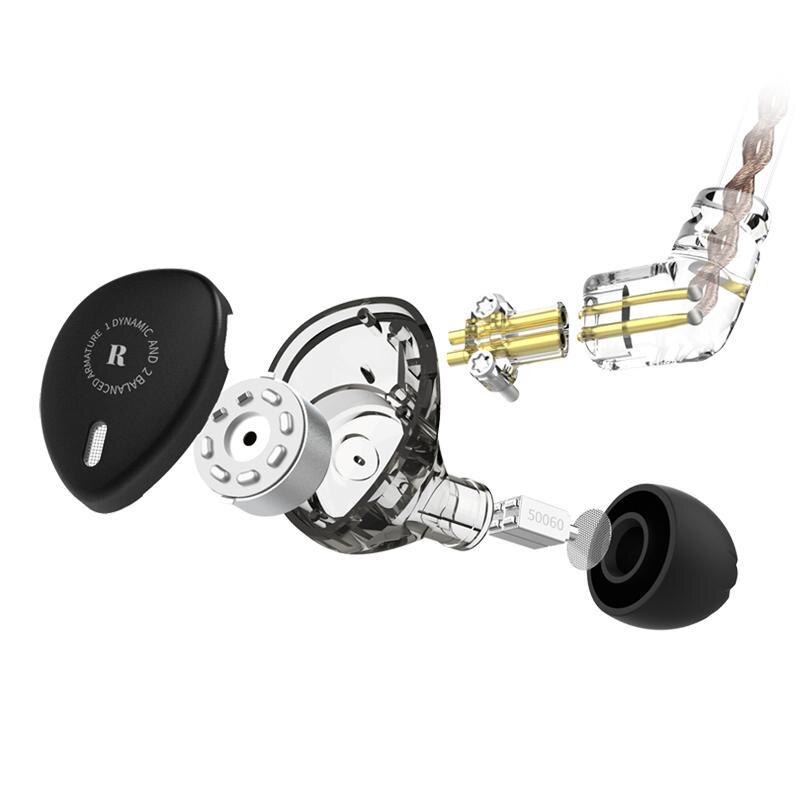 KBEAR KB06 2BA+1DD Hybrid Hifi Music Monitor DJ Studio CNC Metal Running Sport In Ear Stereo Earphone Headset Earbuds