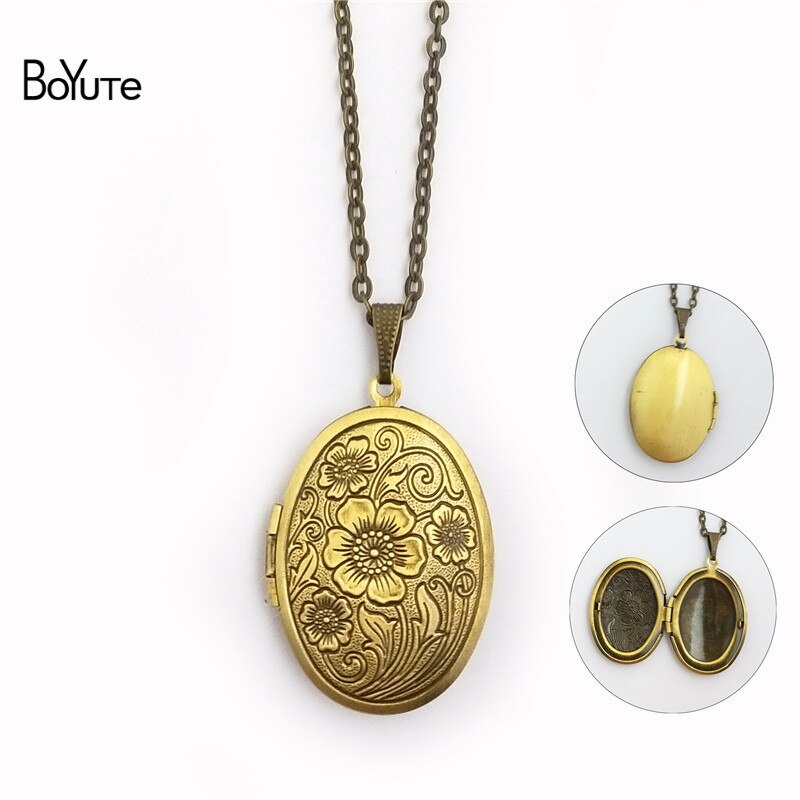 BoYuTe Retail 1 Piece 70CM Chain 23*38MM Oval Floating Photo Locket Necklace Pendant Open Necklace: 23x29x7MM Oval