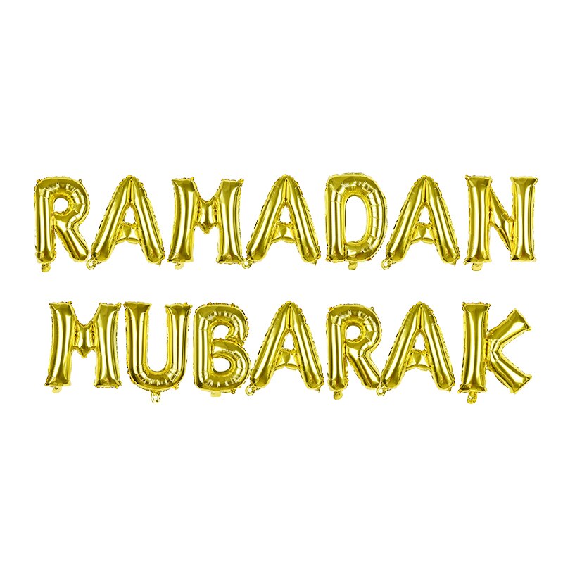 16inch Eid Mubarak Letter Foil Balloon Gold Silver Ramadan Mubarak Helium Balloon Muslim Festival Party Decoration Supplies: B07