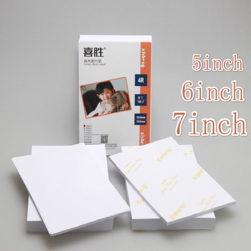 100 Stuks 5/6/7 Inch Fotografische Papier Glanzende Afdrukken Papier Printer Fotopapier Kleur Afdrukken Gecoat Voor Thuis Afdrukken