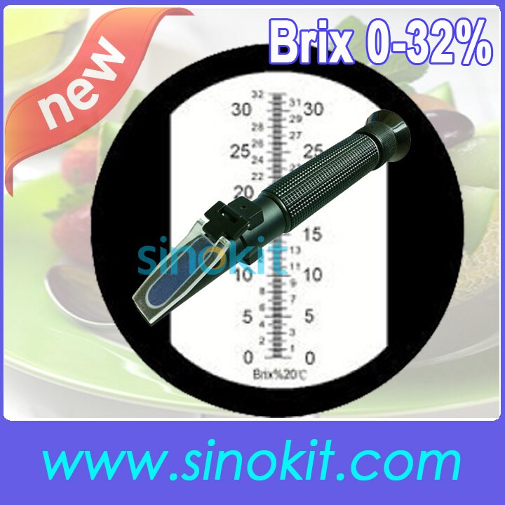Goedkoper Brix 0-32% Hand-held Plastic Materiaal Refractometer P-RHB-32ATC Zwart Handvat
