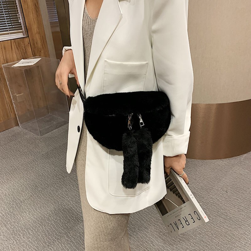 Trendige gürteltasche für damen, winter-samt-brusttasche, einfarbige schultertasche, bauchtasche, damen-outdoor-sportgürtel