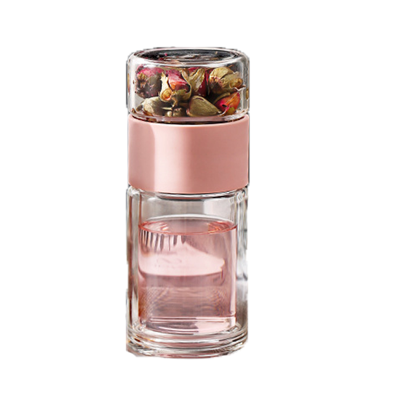 Dobbelt glas vandflaske med etui te drikke flaske infuser tumbler drikkevare vandflaske miljøvenlig: Grøn
