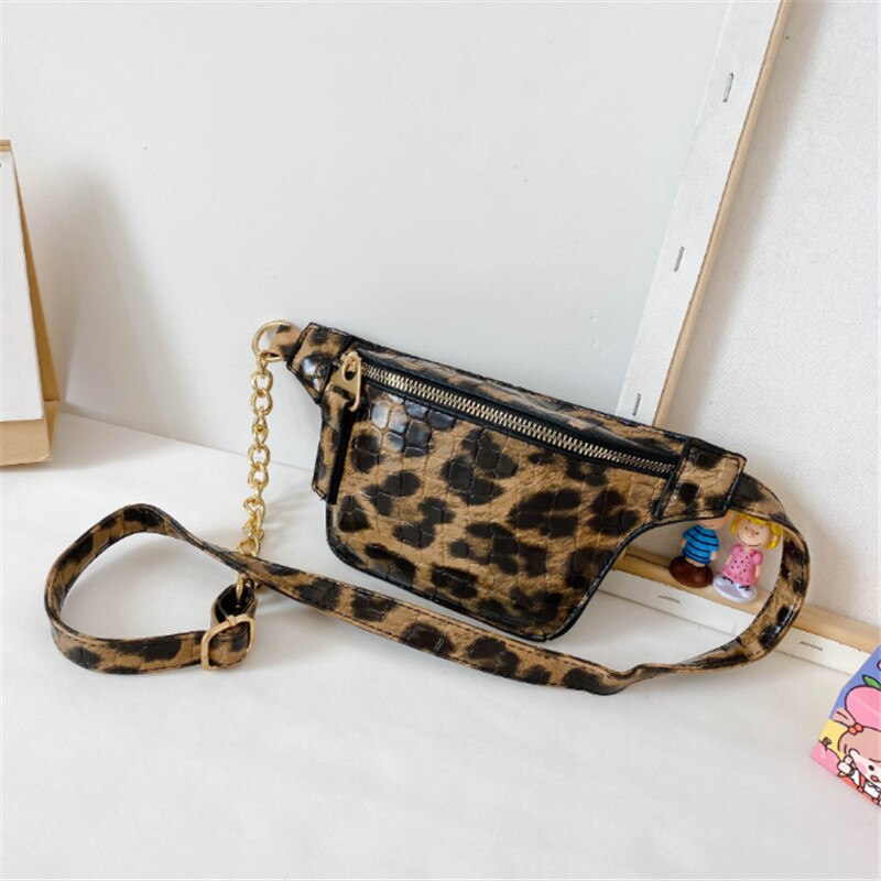 Flickor fanny pack midjepaket trendiga leopardmönstrade crossbody bum bag midje pack för daglig resa barn stor kapacitet midje pack