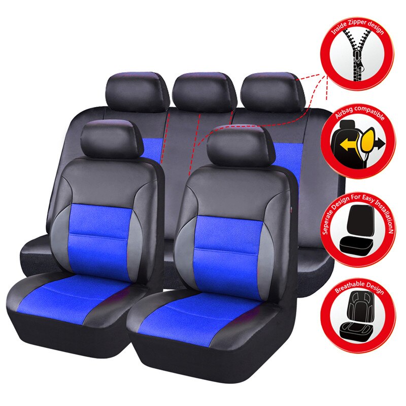 Auto-Pass Pvc Lederen Auto Bekleding Universele Bekleding Interieur Accessoires Auto-Styling Automobiles Stoelhoezen: Blauw