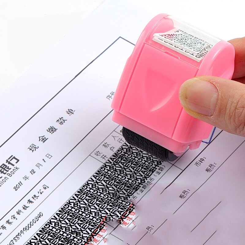 Mini Security Stamp Roller Privacy Seal Roller Type Cover Eliminator Seal Portable Self-Inking Identity Theft Protection Seal: pink