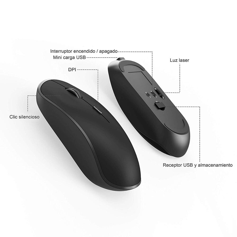 Spanish Wireless Keyboard and Mouse Combo, 2.4G Full Size Thin Rechargeable,Wireless Keyboard Mouse Ergonomic and Compact