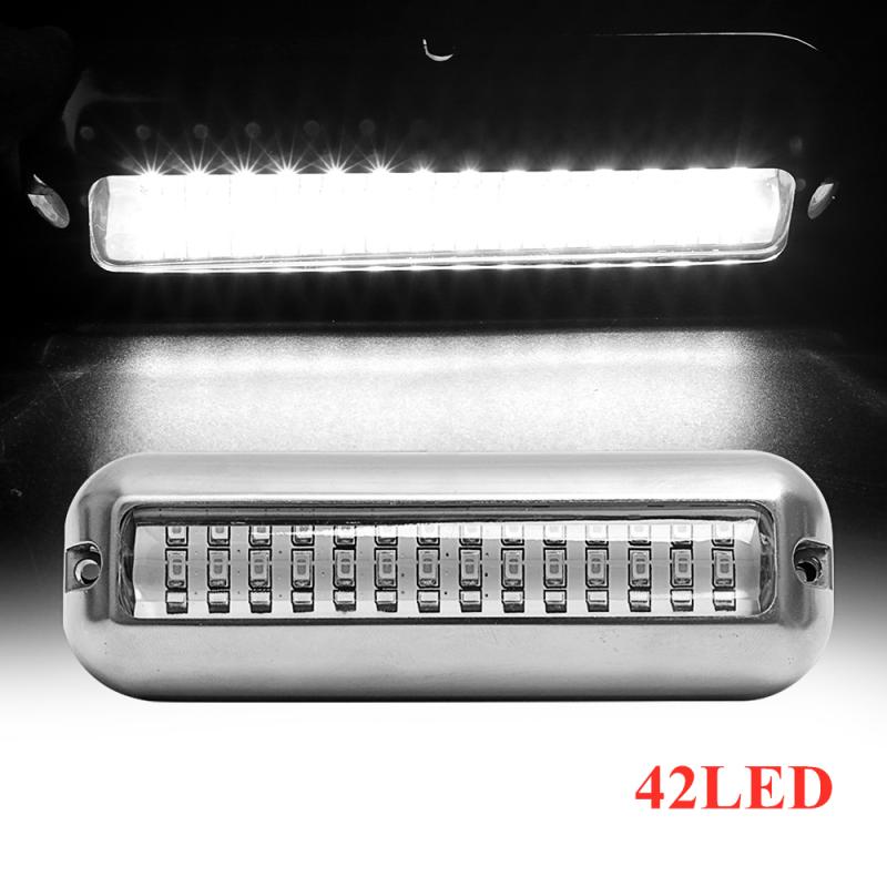 Luz LED de popa subacuática para barco, lámpara de acero inoxidable, impermeable, pontón marino, 42LED, 12V, 316SS, 1 ud.