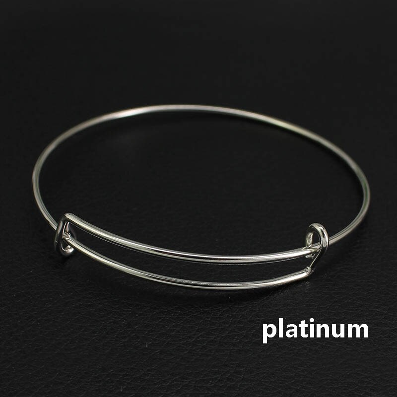 Charming Expandable Bangle Bracelet DIY Charm Wire Adjustable Bangle Women Adult 10Pcs Lot Gold Silver Color: platinum