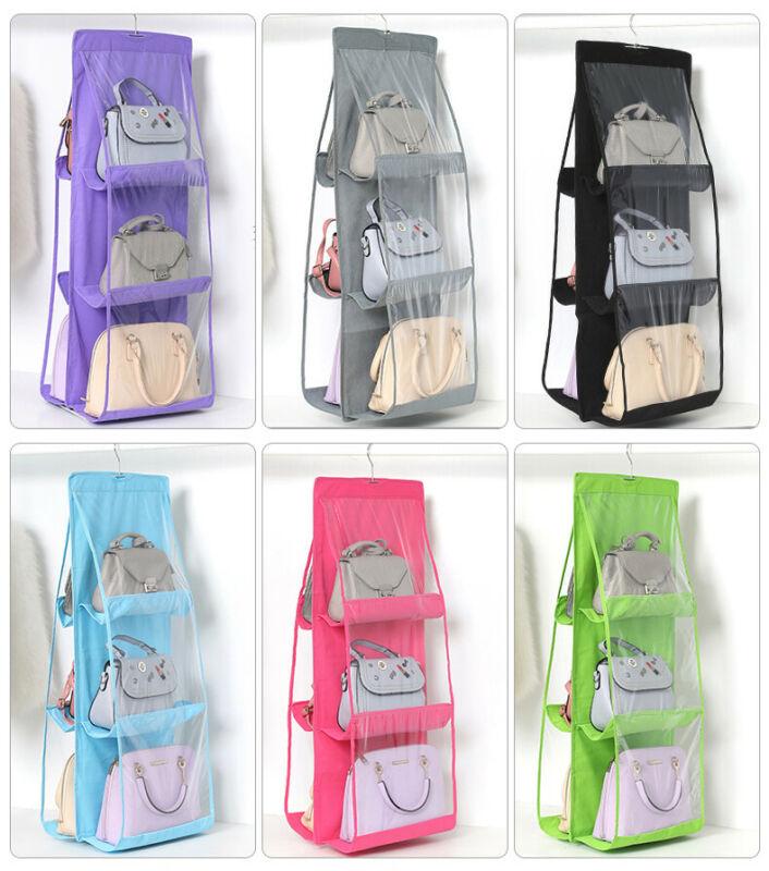 10 zakken opvouwbare hangende handtas portemonnee opbergruimte grote doorzichtige houder anti-stof organizer rek haak hanger rek tas