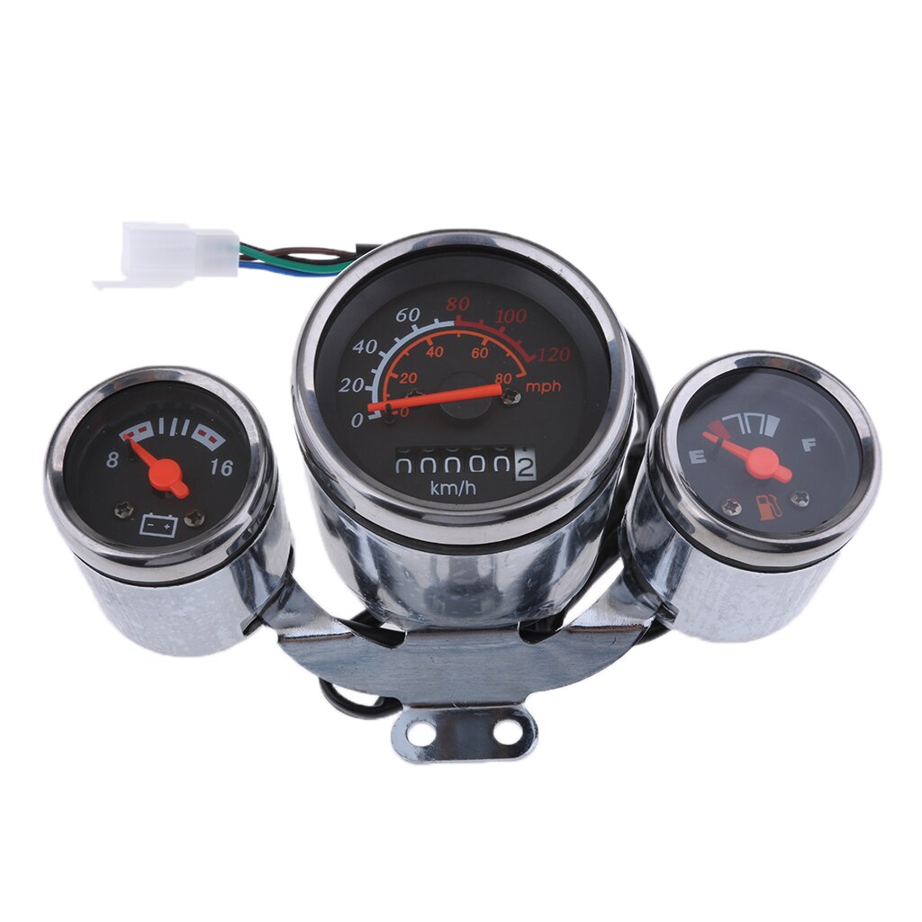 Retro Style Scooter Moped Speedometer Gas Gauge 12V 0-80 Mph, 0-120 Km / H