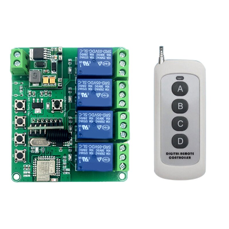 Smart Home Schakelaar DC6-60V 4 Kanaals Wifi Ir Afstandsbediening Roll Gate Jog Tippen Zelfsluitende Voor Alexa Google thuis: Green 200m 