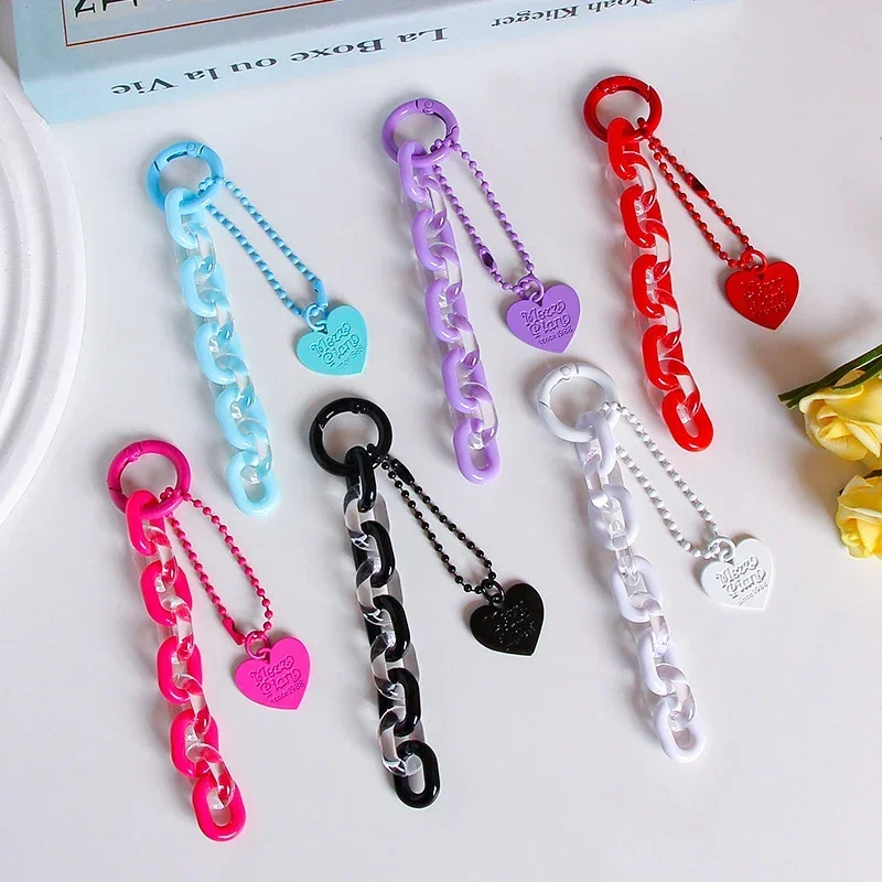 Porte-clés en forme de cœur, dessin animé doux, pendentif, chaîne créative, sac à la , accessoires de décoration suspendus,
