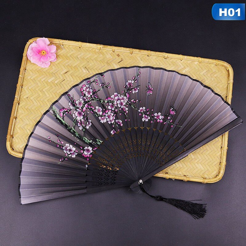 Ventilador de estilo chino japonés, ventilador plegable para decoración del hogar, adornos, estampado artístico manualidad para , abanico de mano para baile de boda
