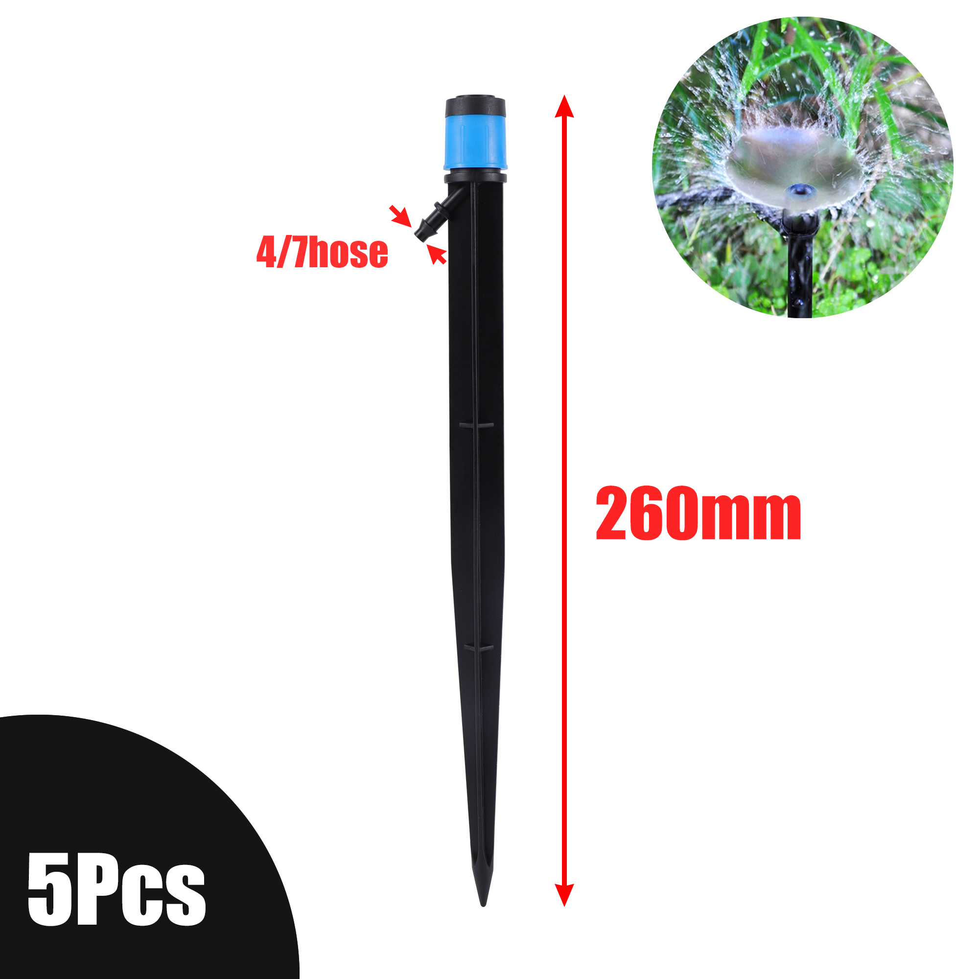 5Pcs 4/7 Garten Schlauch Bewässerung Eddy Fluss Sprinkler 13/17/19/26cm Bewässerung Tropf Einsätze boden 360 Grad Einstellbar Sprinkler: Licht Grau