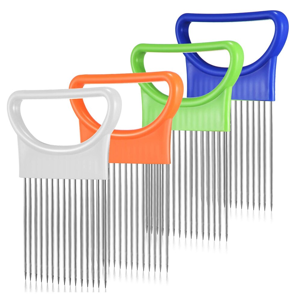 Kitchen Gadgets Stainless Steel Onion Holder Slicer Onion Slicer Tomato Vegetables Safe Fork Vegetables Slicing Cutting Tools