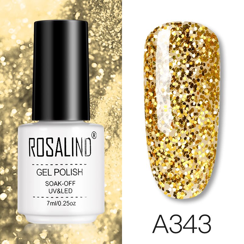 Nagellak Uv & Led Gel Polish Soak Off Nail Art Glitter Goud Kleur Nagellak Vrouwen Nail Beauty Gouden Uv gel Lak: 343