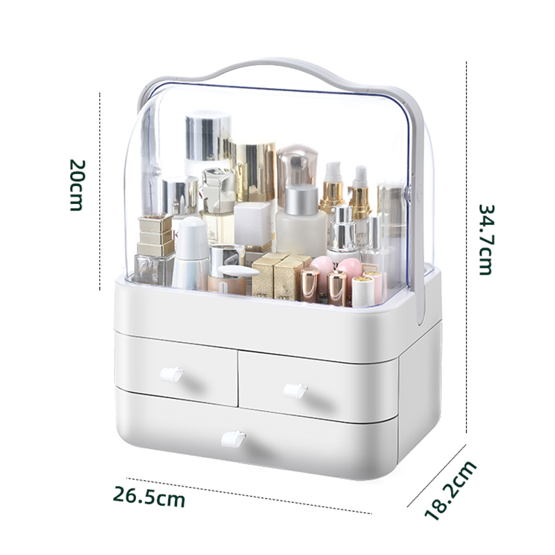 Cosmetic Organizer Countertop Organizer For Dresser With Lid And Drawer Countertop Waterproof And Dustproof Skin Care Organizer