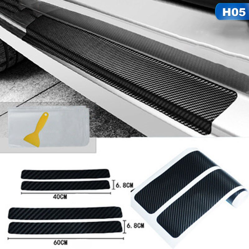 4 stuks Universele Auto Styling Sticker Carbon Fiber Instaplijsten Scuff Plaat Guards Instaplijsten Protector Auto Accessoires
