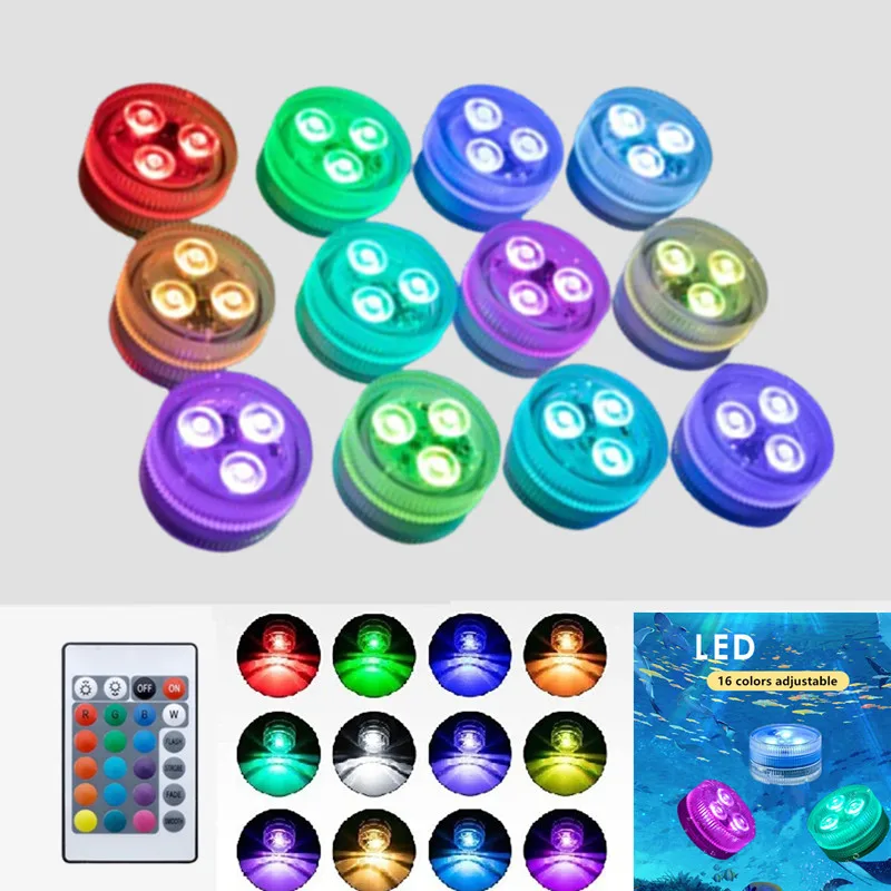 Fernbedienung CoSubmersible 3 LED Unterwasser Licht Mit Batterie RGB Nachtlicht Für Aquarium Schwimmbad Hochzeit Party Lampe