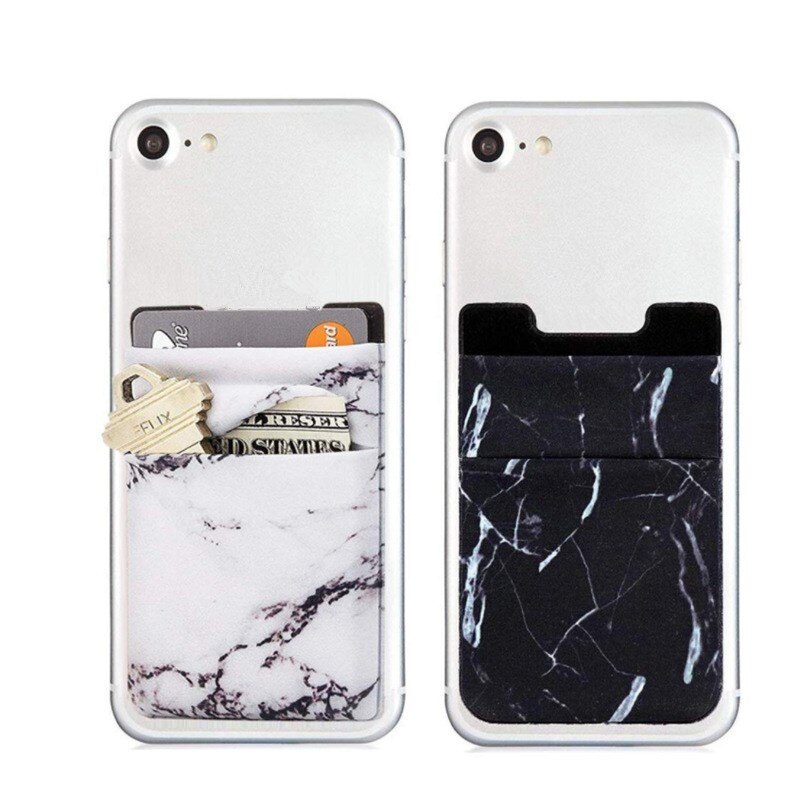 Marmor Muster Praktische Elastische Handy Karte Halter Tragbare Handy Karten Brieftaschen Mikrofaser Handy Zubehör