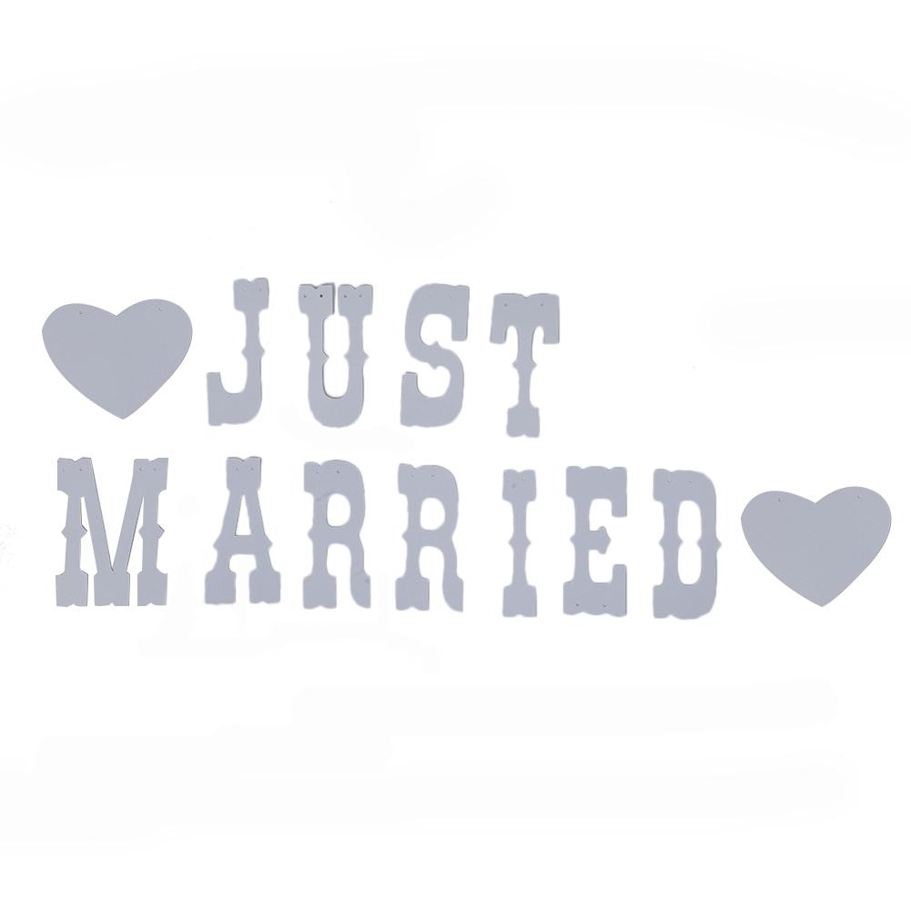 Hotsale Just Married Paperboard Banner Wedding Decor Bunting Photo Booth Props Signs for Wedding Background Decorations 20E: Default Title