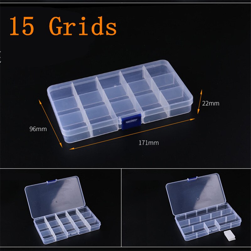 Adjustable 3-36 Grids Compartment Plastic Storage Box Jewelry Earring Bead Screw Holder Case Display Organizer Container: D4