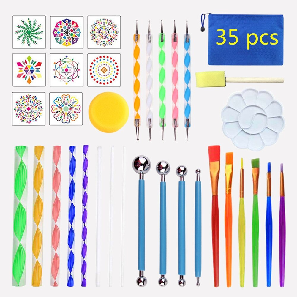 Mandala Dotting Tools Set for Painting Rocks Pottery Portable Multifunction Embossing Dot Kit Dotting Tool Set Handwork