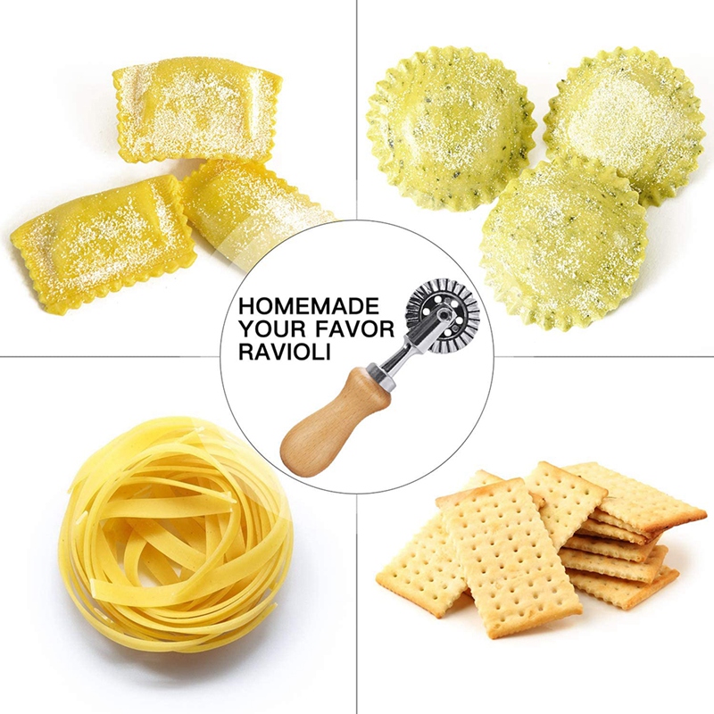 Pastry Wheel Cutter - Pasta Cutter Wheel - Ravioli Crimper Cutter Wheel Dough Cutter for Kitchen Pasta Accessories