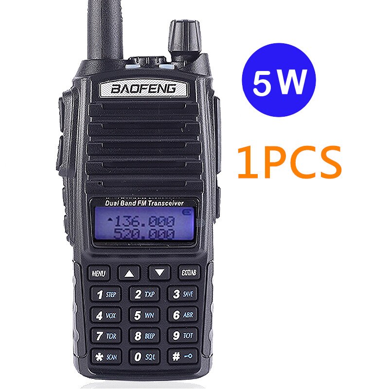 2 pièces Baofeng Ture 8 W UV-82 10KM longue portée puissant talkie-walkie voie Radio Amador 8 Watts émetteur-récepteur Portable CB Vhf/uhf deux: 1PCS-UV82-5W