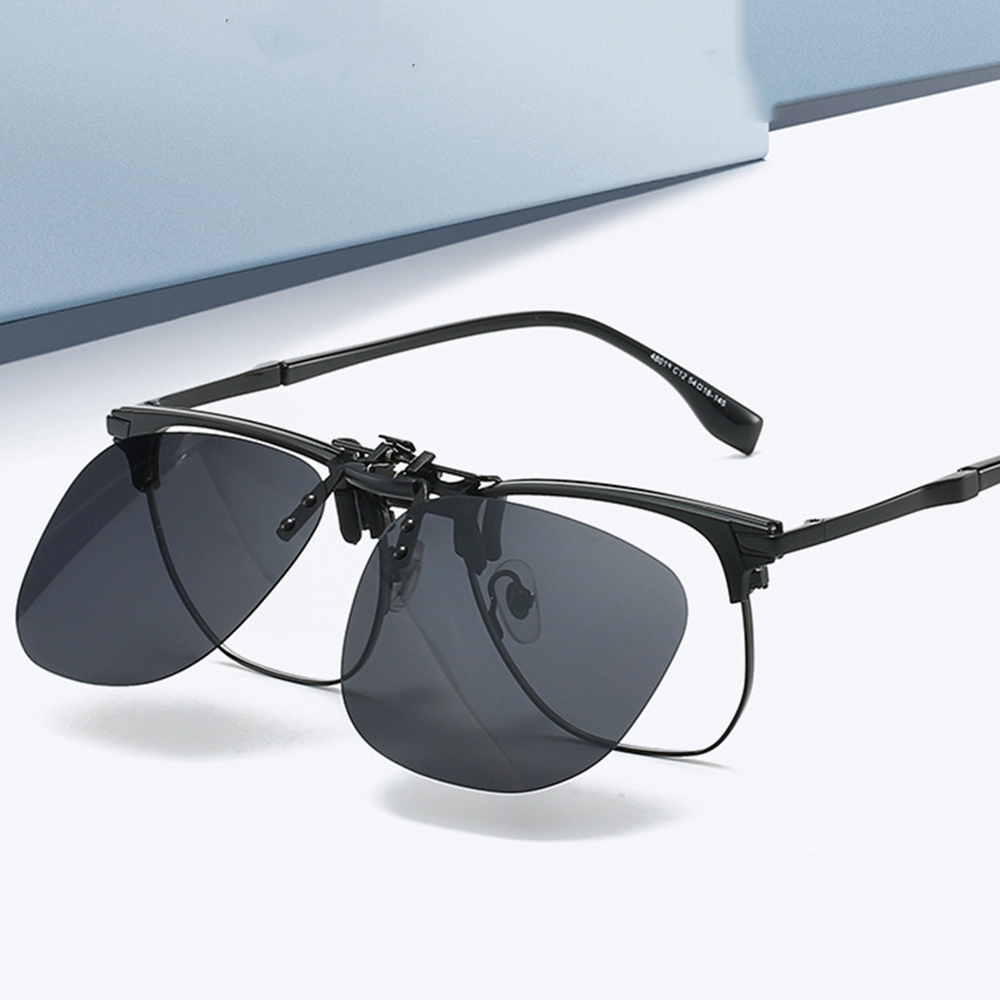 VIVIBEE Flip Up Clip On Sunglasses Polarized Men Square UV400 Photochromic Night Vision Women Classic Mirror Clips