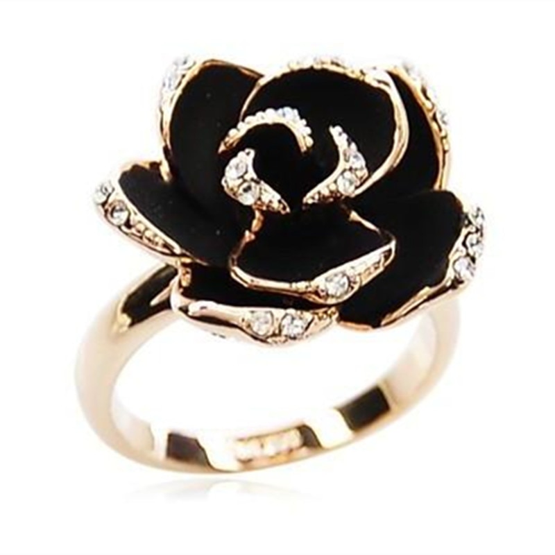 Sieraden Ringen Black Rose Bloem Opening Ringen Wijsvinger Verstelbare Ringen Voor Vrouw Meisjes