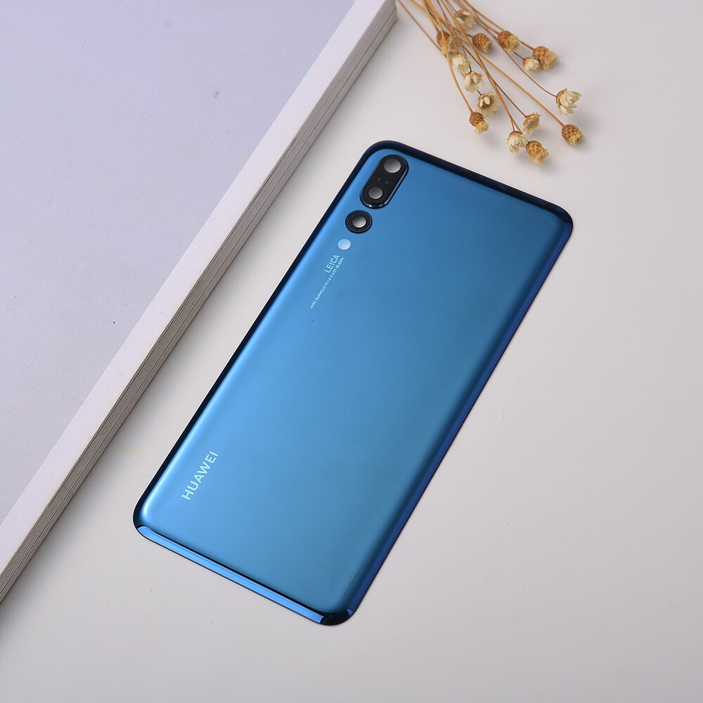 Bakpanel original huawei  p20 pro batteri baklucka bakdörr hus glasfodral för  p20 pro  p 20 batterilucka + kameralins: P20 pro blå