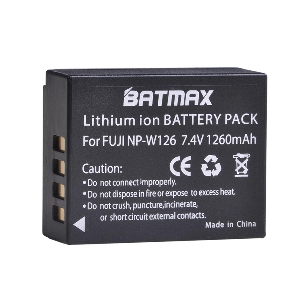 Batmax NP-W126 NP-W126S W126 Batterij + Led Dual Usb Lader Voor Fujifilm X-T20 X100F X-H1 XH1 X-A5 XA5 X-A20 XA20 X-E3 X-T3: 1 battery