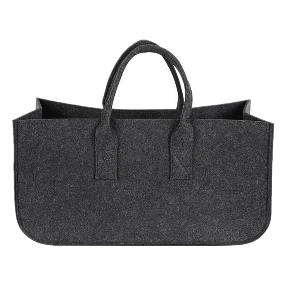 Boodschappentas met houten handvaten ZWART: 40x16x49cm
