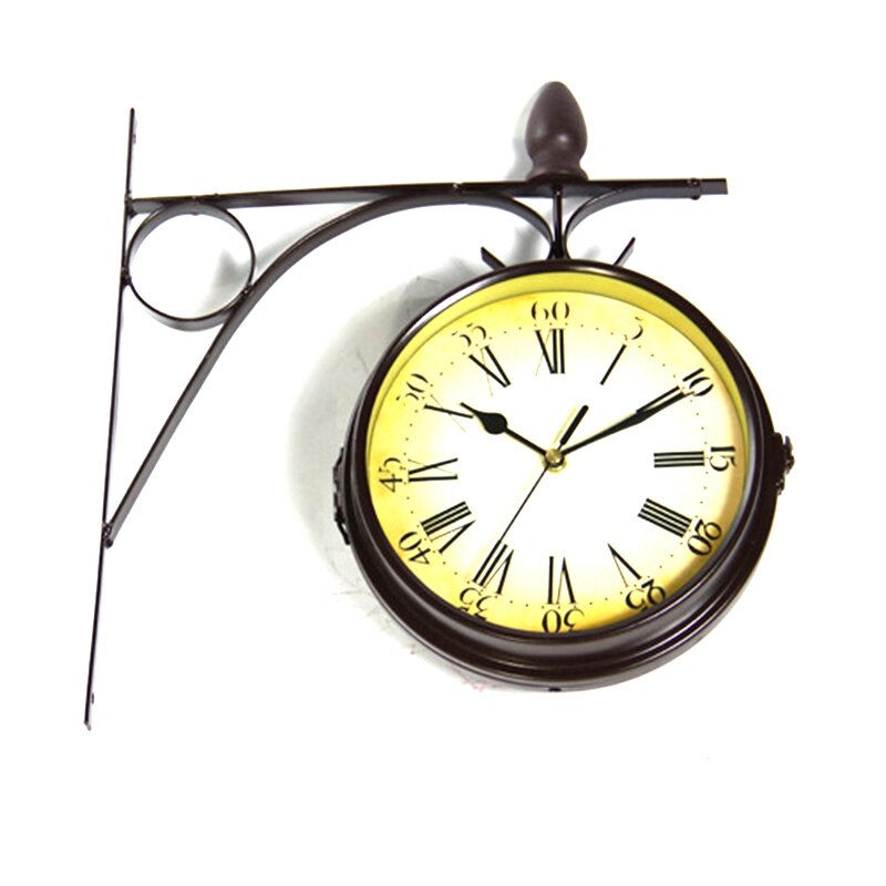 1Stck Neue Europäischen Stil Jahrgang Uhr innovativ Moderne Doppelseitige Wanduhr Schmiedeeisen Hause Dekoration: Ursprünglich Titel