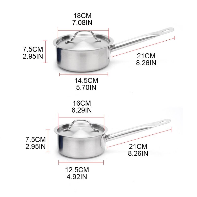 1.5/1.8L Rvs Bak Pan Met Cover Helper Handvat Keuken Pan Pot