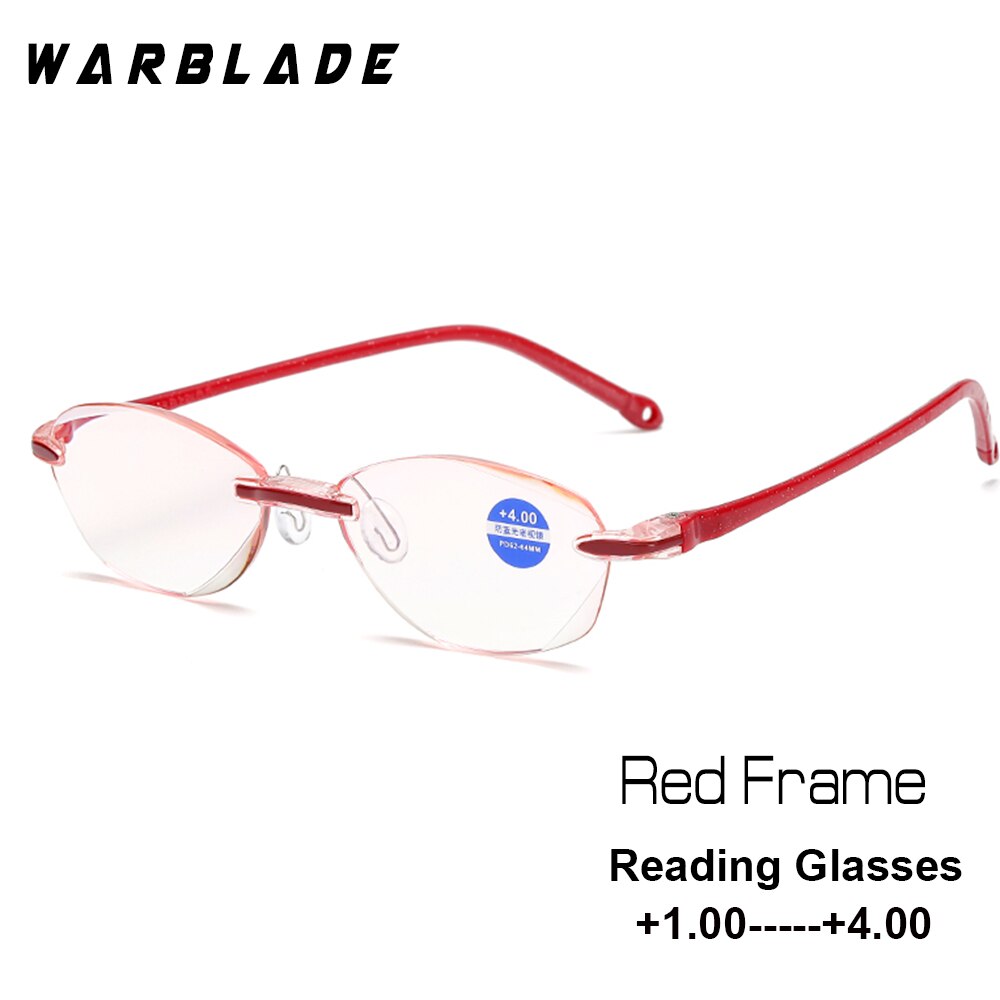WarBLade Women&#39;s Half Metal Frame Lenses Reading Glasses Femal Eyewear +0.5 +0.75 +1.0 +1.5 +2.0 +2.5 +3.0 +3.5 +4.0