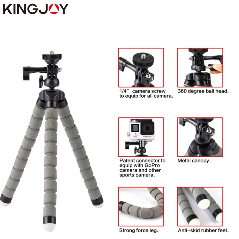 Kingjoy – support de trépied pour Mini Gopro, support Flexible pour téléphone portable, appareil photo, Smartphone