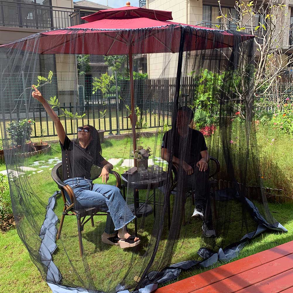 Screen Double Zipper Polyester Mesh Universal Courtyard Cover Cantilever Lawn Table Umbrella Mosquito Net Outdoor Patio Hanging